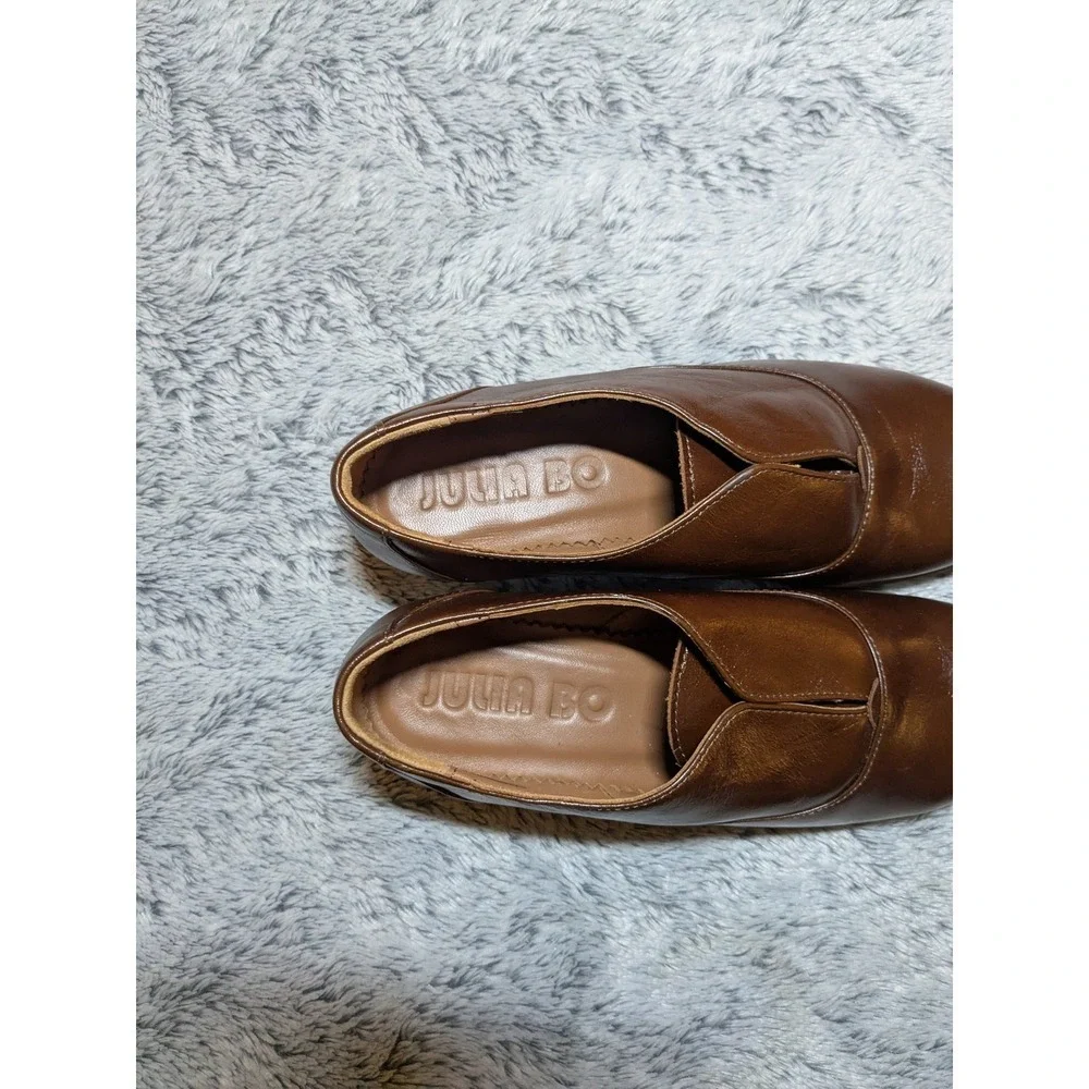 NEW Julia Bo Brown Oxfords Leather Laceless Slip On Size 38 US 7.5 8